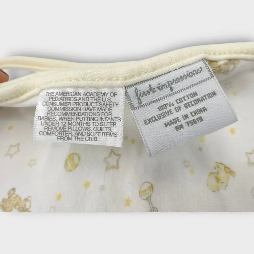 2011 First Impressions Yellow Giraffe Baby Blanket Ball Rattle Teddy Bears Duck